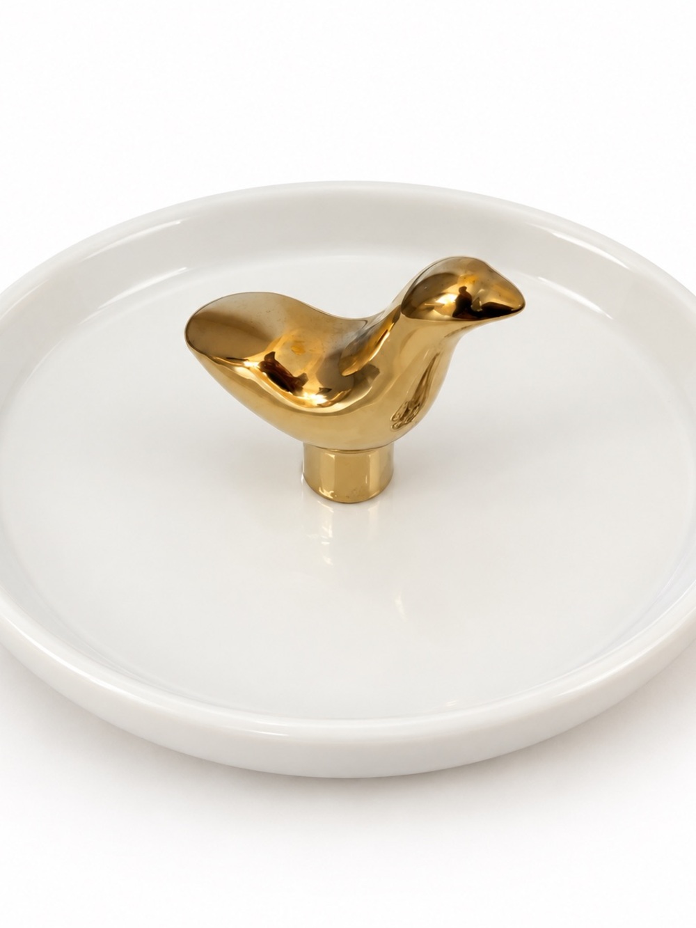 Nate Berkus Gold and White Ceramic Bird Jewelry Tray